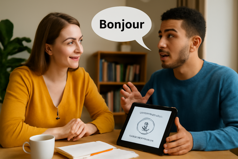 The tutor and student engaged in a conversation, with the tutor listening attentively while the student speaks.